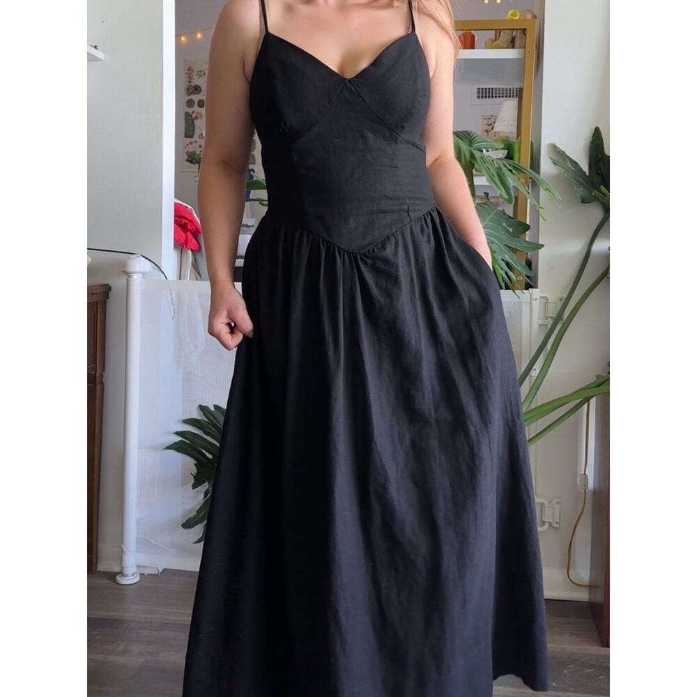 Christian Lacroix Black Sleeveless Maxi Dress with V-Neck